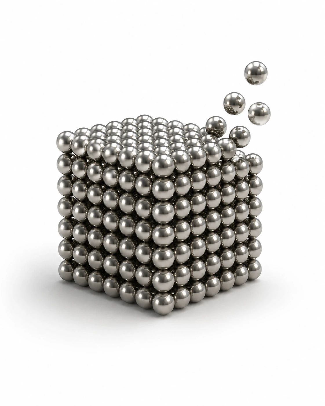 Cube made from 100 polished magnetic spheres